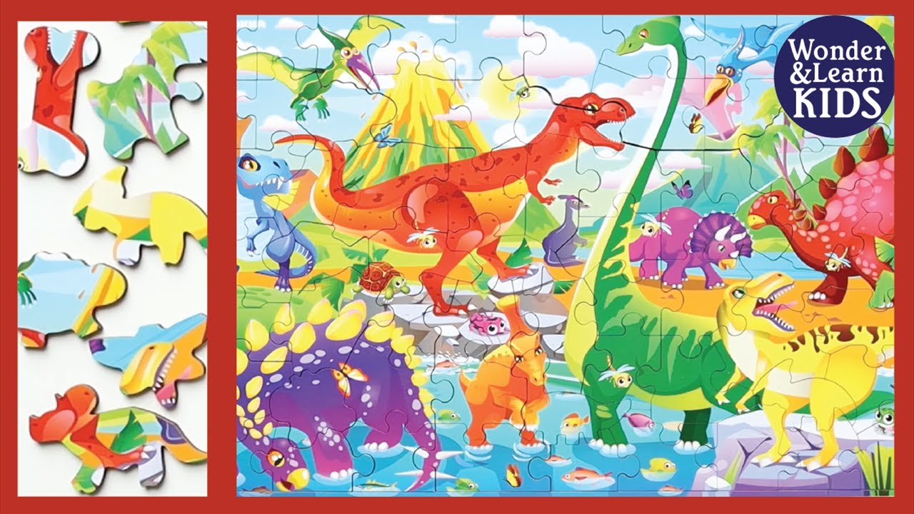 More Dinosaurs! | Real 60 PIece Puzzle with Sounds | Dinosaur Shaped Puzzle Pieces | Triceratops