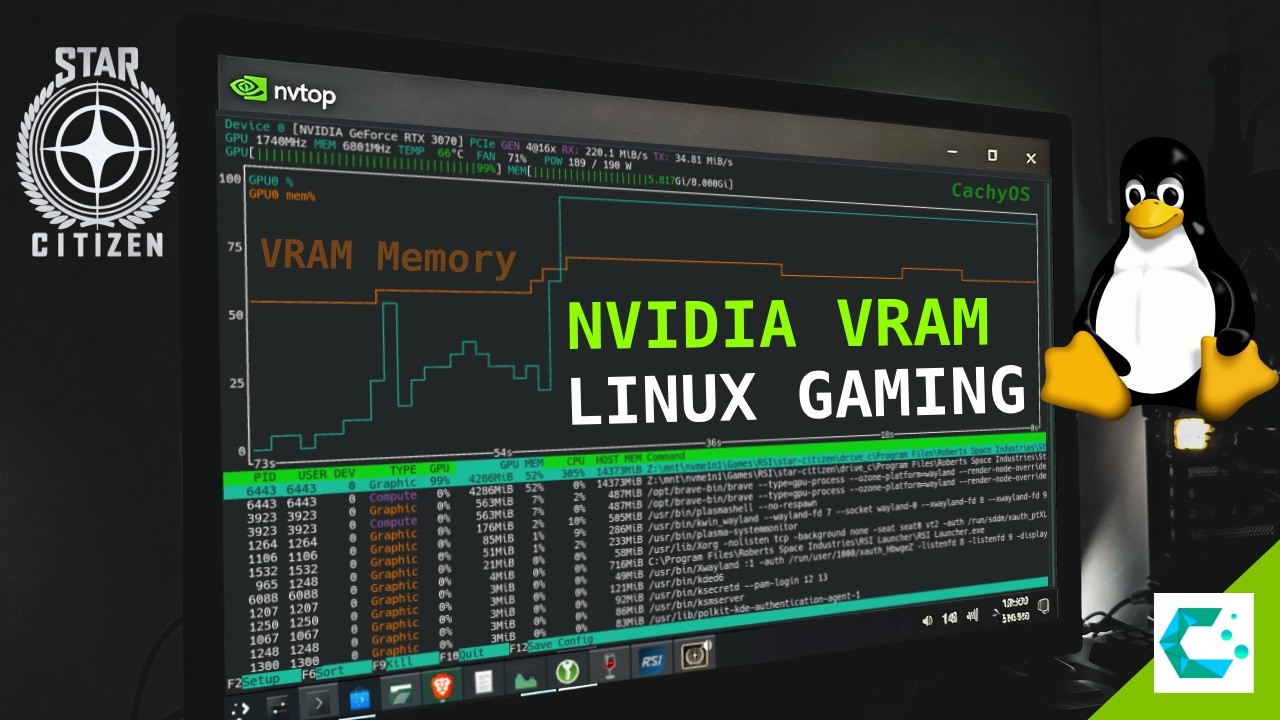 Linux CachyOS Nvidia Gaming | Fix stuttering by VRAM Star Citizen  