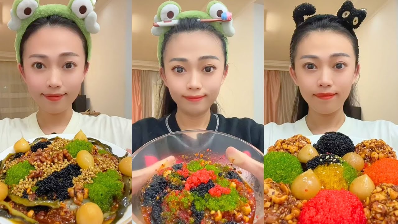 Extreme Colorful Snack ASMR Mukbang | Spicy Crunchy Egg Mix & Chinese Eating Sounds #335