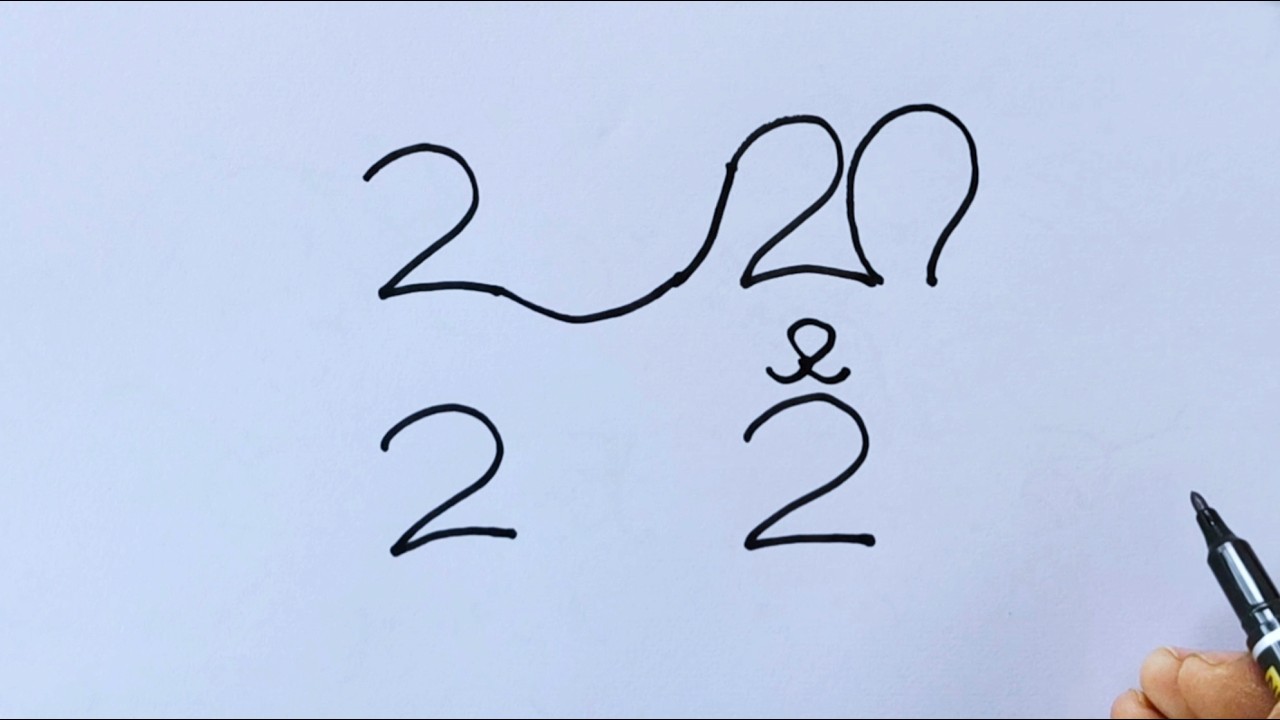 Cat Drawing With 2222 Number | Cat Drawing Step By Step | Cat Drawing Tutorial