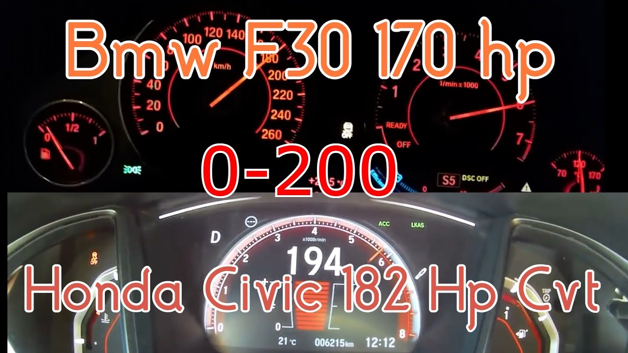 Bmw F30 320i 1.6 170 Hp VS Honda Civic Rs 182 Hp 1.5 turbo Vtec 0-200 Race