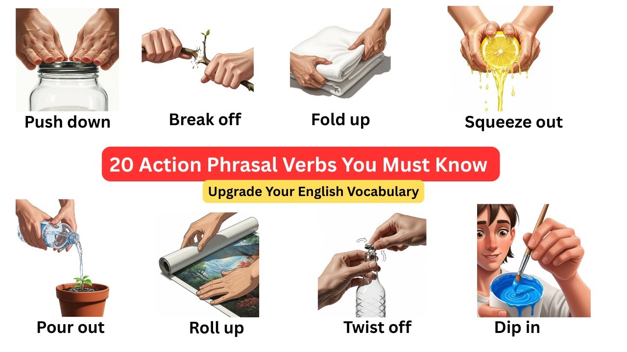 20 Action Phrasal Verbs in English | Easy Meanings & Examples | Daily Action English Words