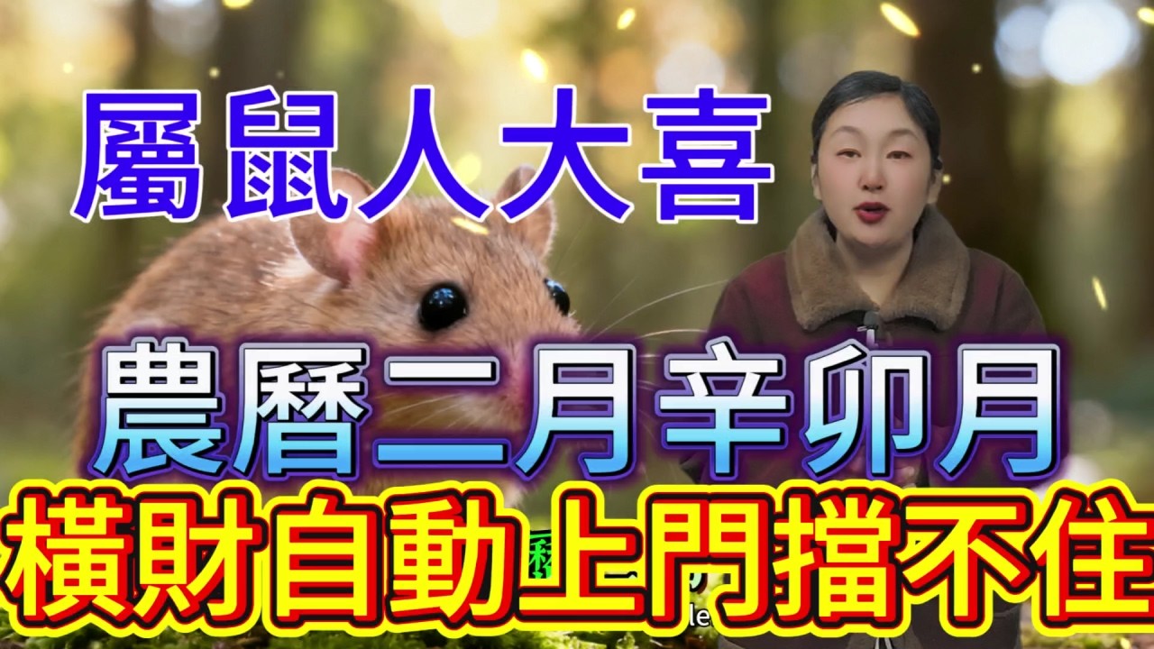 屬鼠人大喜！農曆二月（3 月 19-4 月 16），橫財自動找上門，擋都擋不住！#運勢 #補財庫旺財氣 #財富 #財運 #風水 #命理 #錢子
