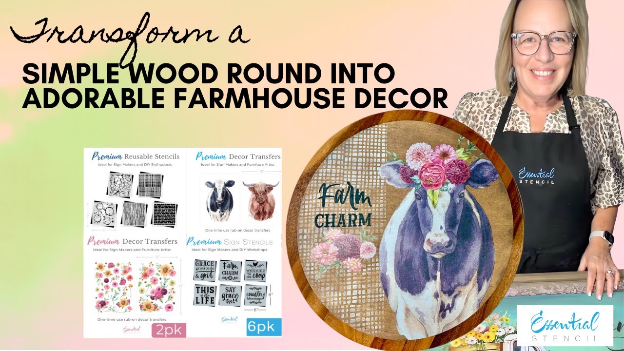 Transform a Simple Wood Round into Adorable Farmhouse Decor🐮🌸
