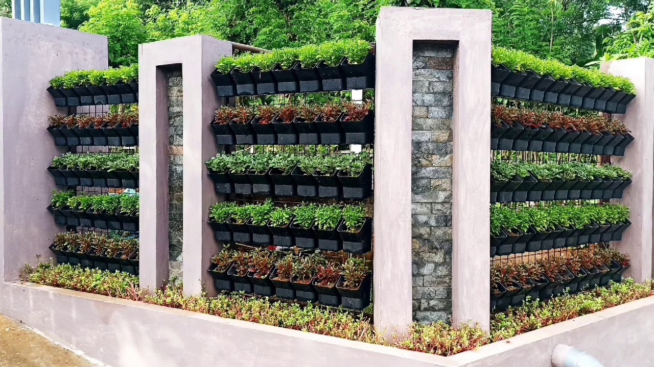 വീടിന്റെ front മതിലിൽ ചെലവ് കുറച്ച് എങ്ങനെ vertical garden ചെയ്ത് ഭംഗിയാക്കാം