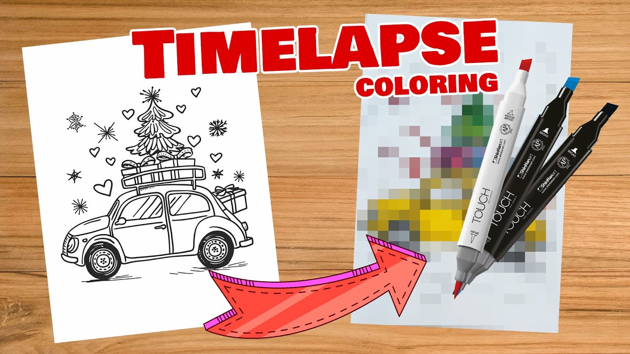 Car Hauling Christmas Tree Speed Coloring 🚗🎄 Fast Holiday Timelapse