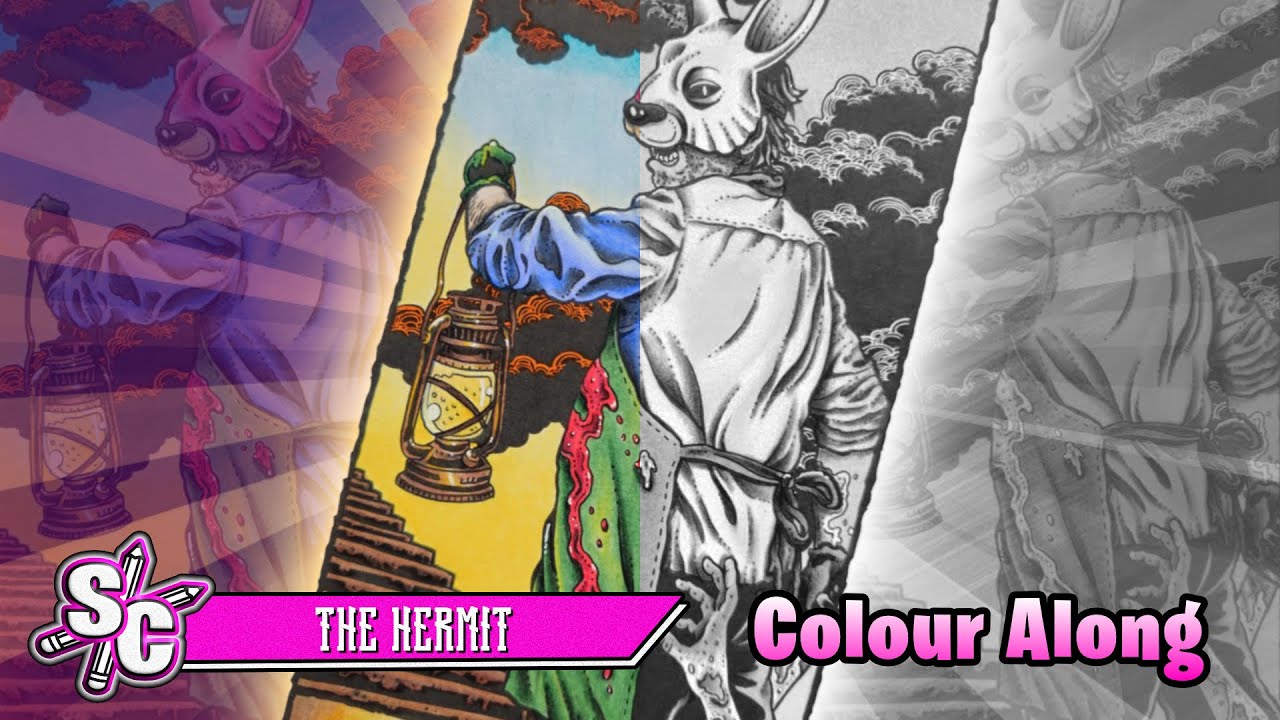 Colour-Along 'The Hermit' The Beauty Of Horror Tarot Coloring Book By Alan Robert - Sophie Colours