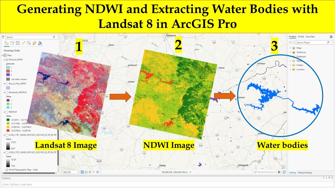 Создание NDWI и извлечение водоемов с помощью Landsat 8 в ArcGIS Pro