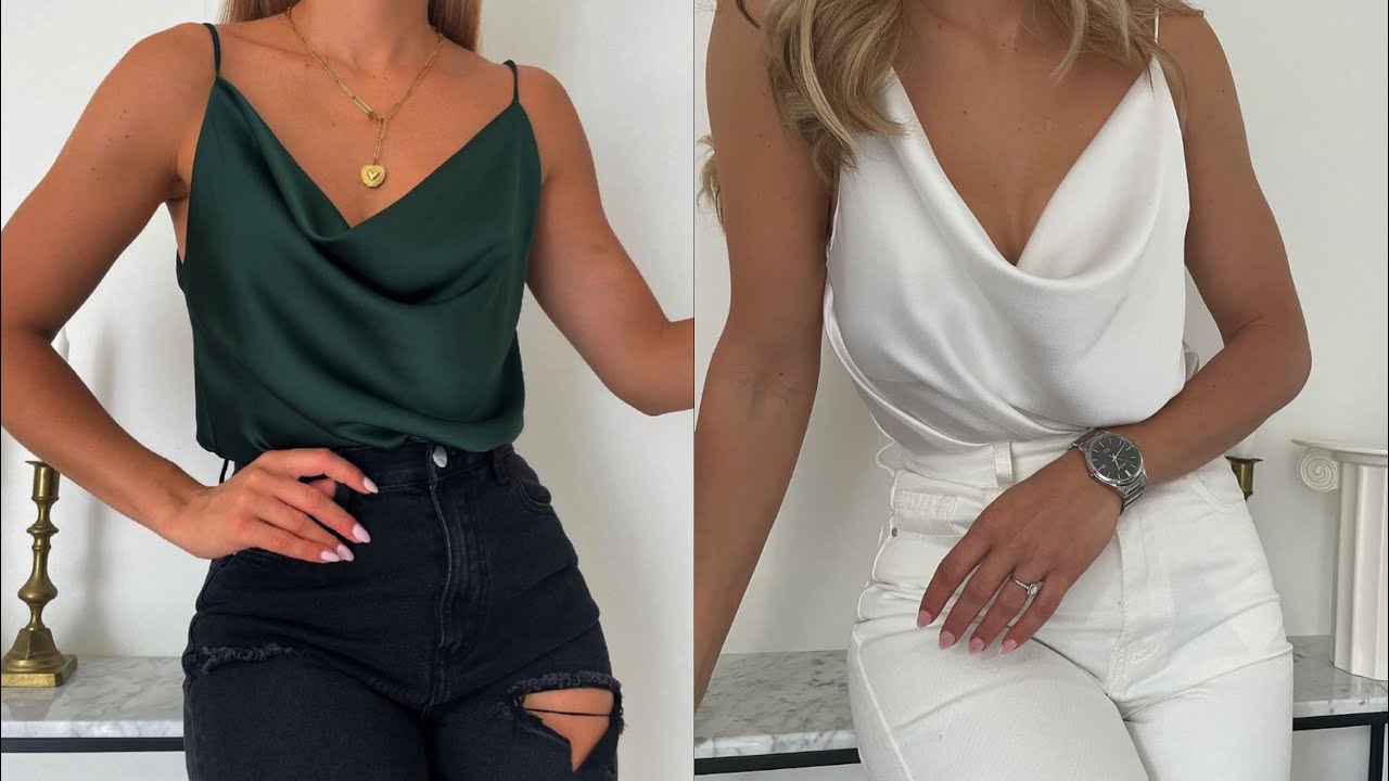 How To Cut And Sew Trendy Cowl Neckline Top.