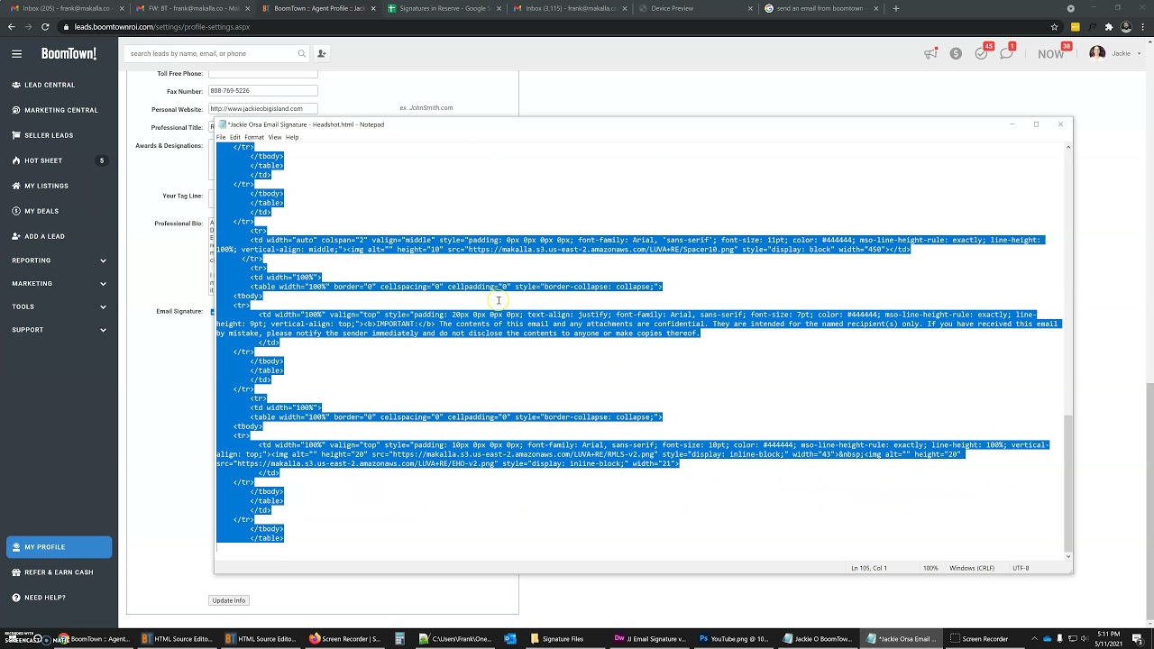 HTML Email Signature Installation - BoomTown CRM