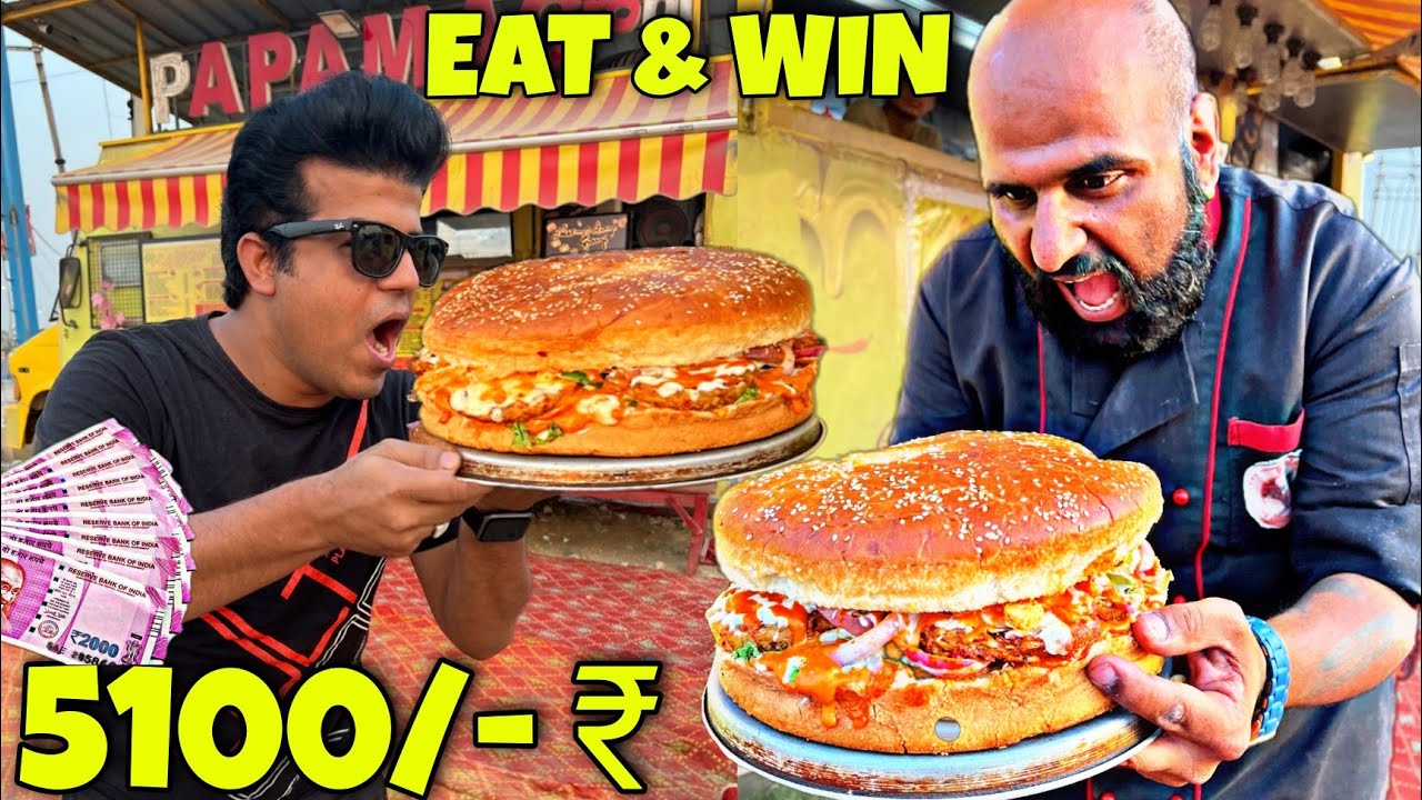 Eat 2Kg Mahabali BURGER & win 5100/- ₹ cash। Faridabad। street food challenge India