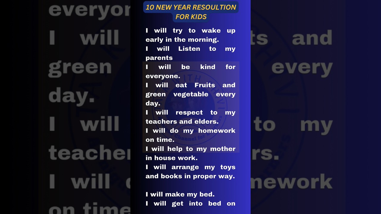 10 New year resolutions for Kids #ytshorts #educationalvideo | My New Year Resolution in English
