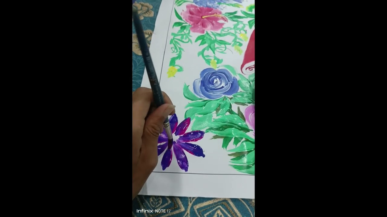 Let the colors bloom on canvas. Flower painting in progress 🌼✨#FlowerPainting #ArtVideo #Creative