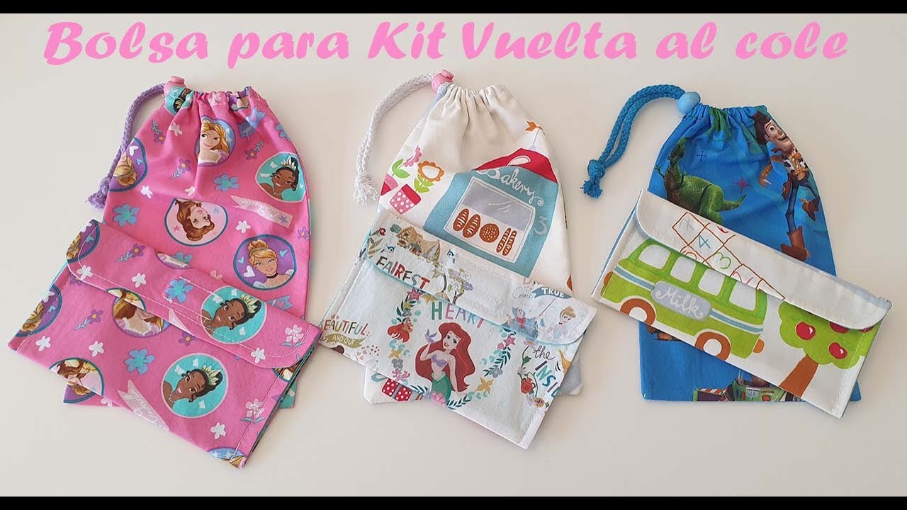 Bolsa KIT Vuelta al cole, BOLSA de MERIENDA, BOLSA PARA PORTAMASCARILLAS, bolsa guarda mascarillas.