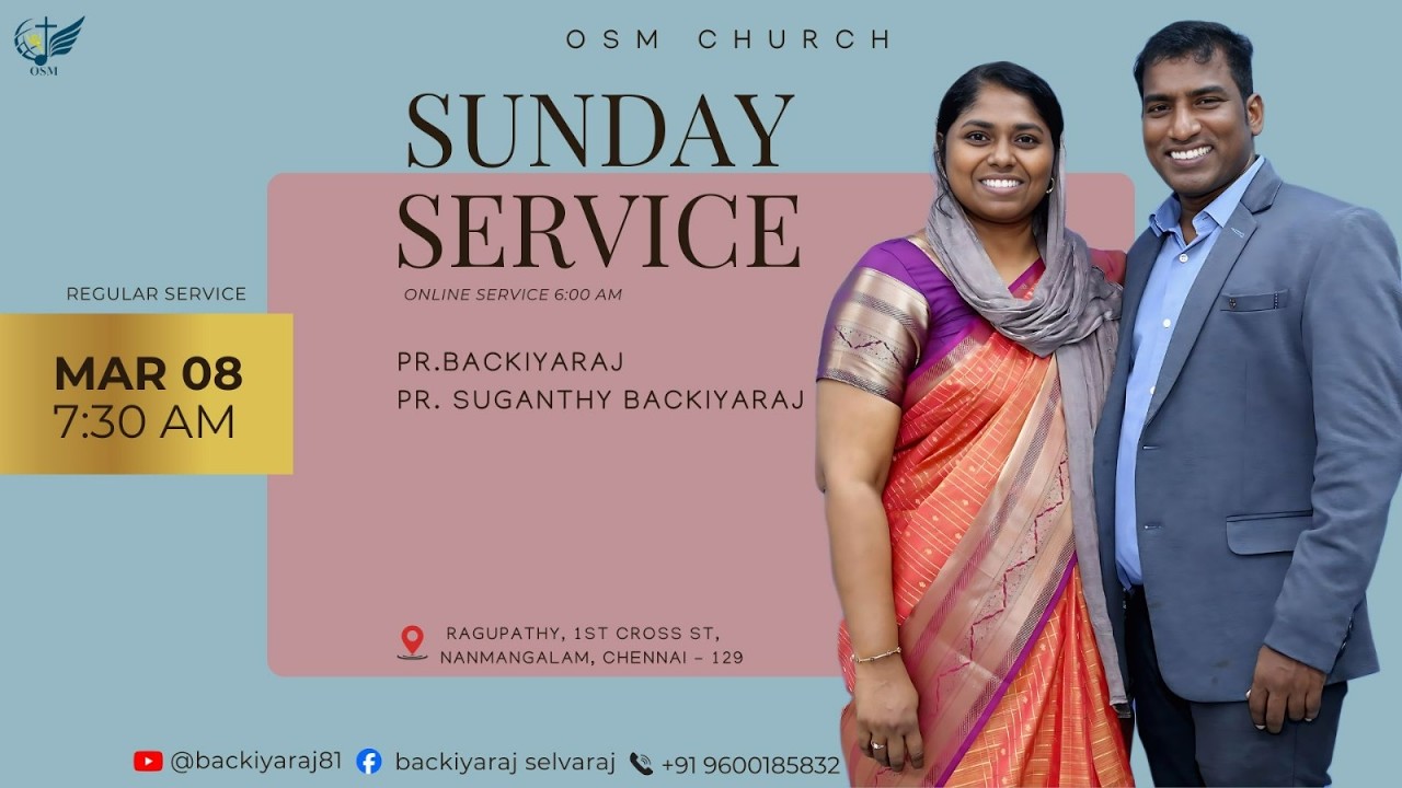 SUNDAY ONLINE MARCH 8 SERVICE PR.BACKIYARAJ, For prayers: 96001 85832#backiyaraj#live#