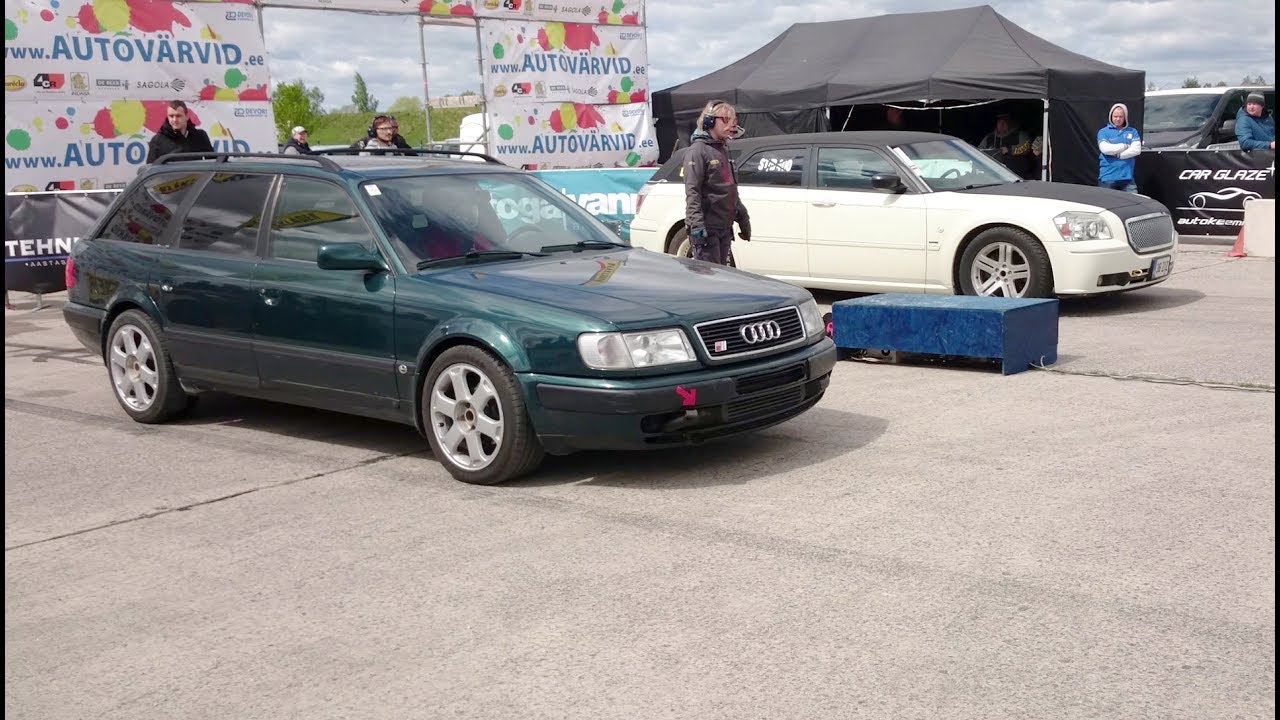 Dodge Magnum 400ci stroker vs '93 Audi S4 2.2t Quattro 1/8mile drag race