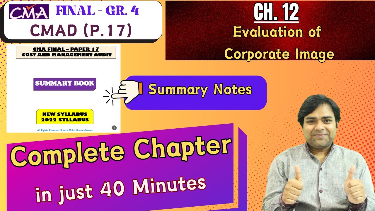 Evaluation of Corporate Image || Chapter - 12 || CMA Final - Cost & Management Audit || Summary Book