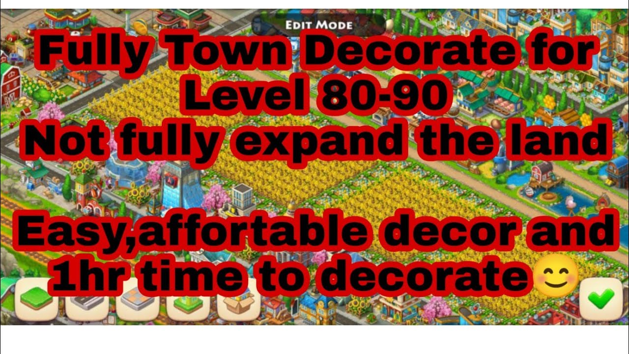 Affordable fully Decorate town for Level 80-above100fields crops
