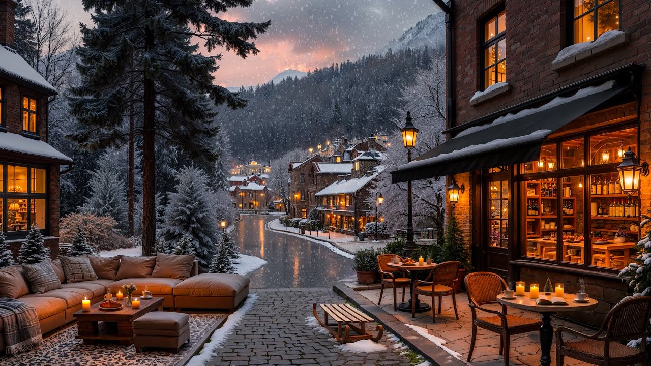 Winter Coffee Shop Ambience with Warm Jazz Music for Relaxing, Work ⛄ Smooth Jazz Instrumental Music