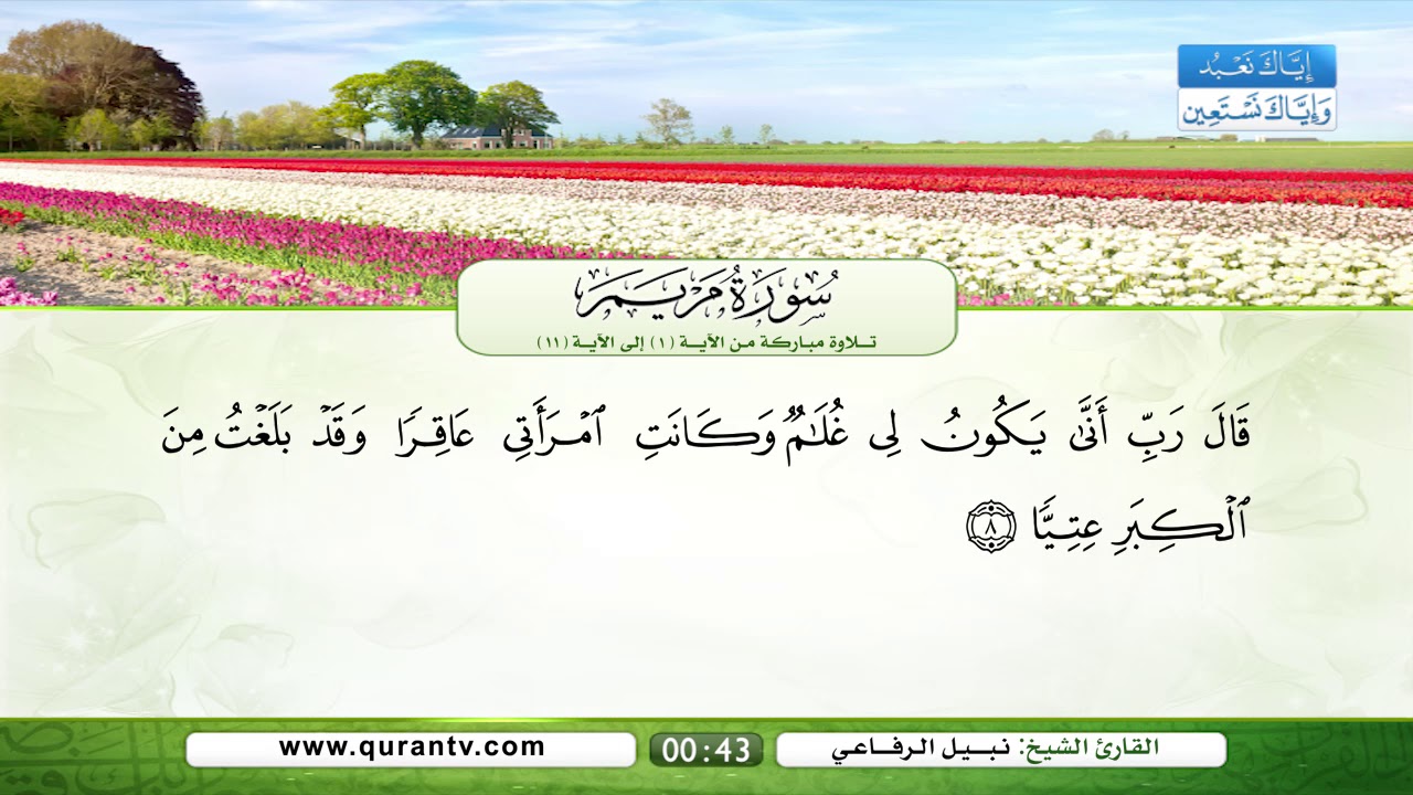 سورة مريم | تلاوة مباركة من الآية 1 إلى الآية 11 | بصوت القارئ الشيخ نبيل الرفاعي