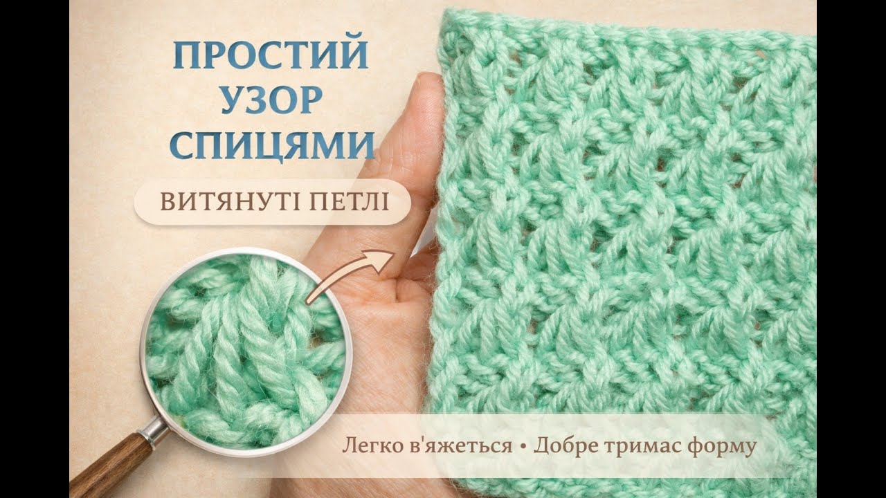 Витягнуті петлі спицями ✨ Простий узор, який тримає форму | 3 петлі, 4 ряди