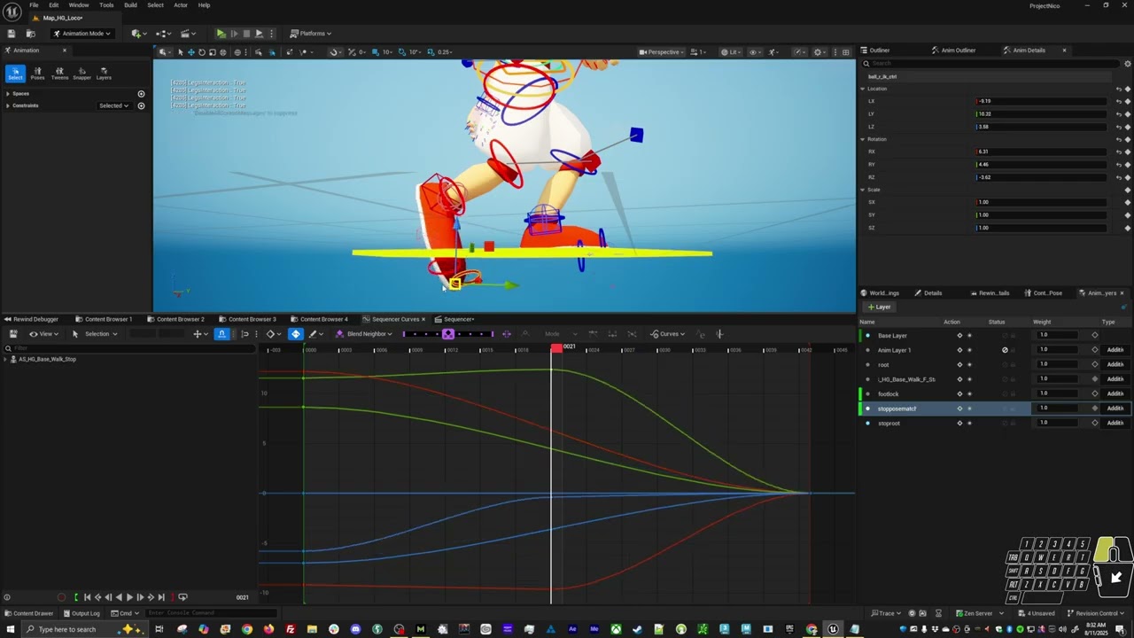 Player Walk Animation Set UE5.6 Control Rig - 15 - Stop Transition Blends