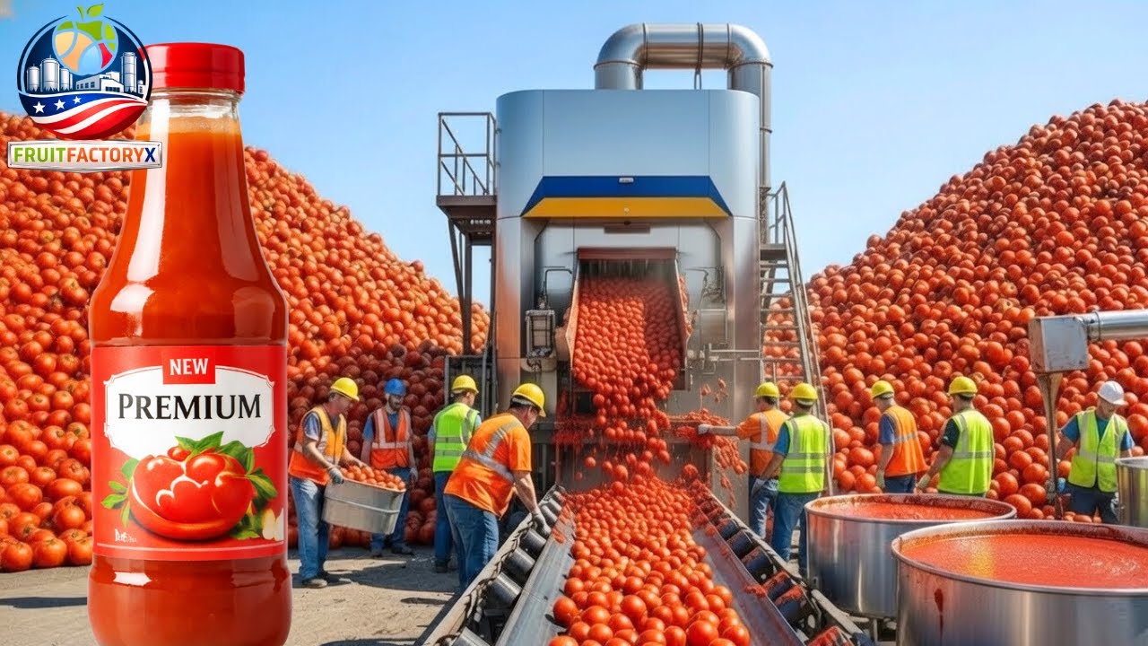 Inside a Modern Tomato Ketchup Factory: From Tomatoes to Ketchup | Full Process