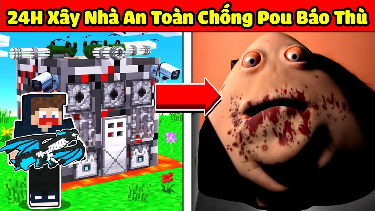 JAYGRAY THỬ THÁCH 24H XÂY NHÀ AN TOÀN CHỐNG LẠI POU BÁO THÙ TRONG MINECRAFT*BOU'S REVENGE 💀😈🔪
