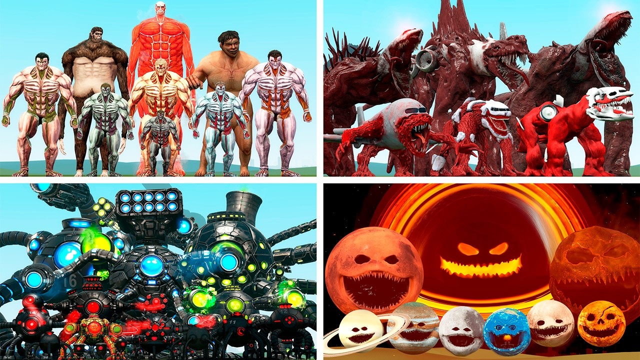 WHICH FAMILY IS STRONGEST? ATTACK ON TITAN, INFECTED SKY, OMNIDROID OR WOKE UP (Garry's Mod)