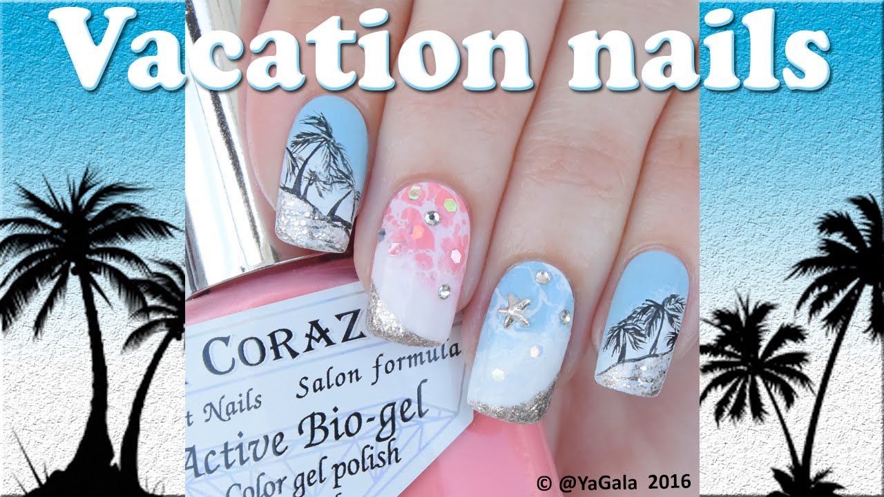 Tropical nails with sea foam / Летний маникюр
