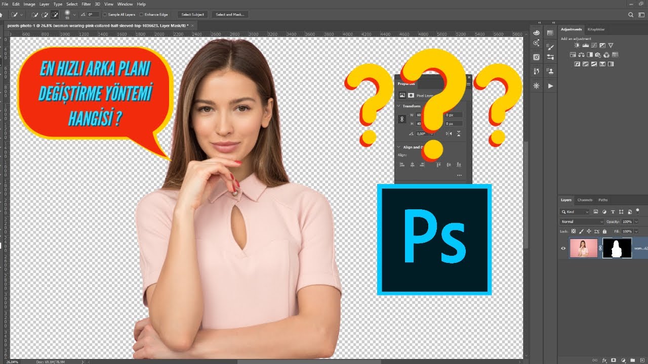 PHOTOSOHOP DA EN HIZLI ARKA PLAN DEĞİŞTİRME YÖNTEMİ HANGİSİ ? (Photoshop 2020 Dersleri)