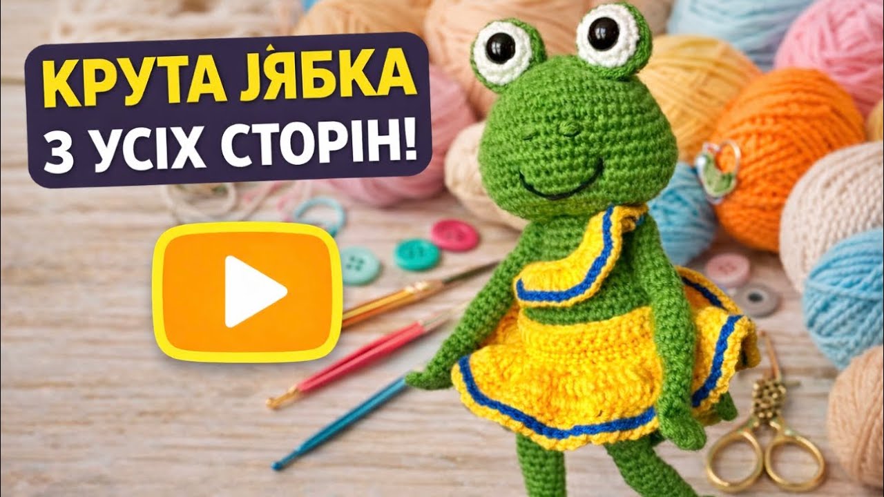 Жабка-модниця гачком у жовтій сукні | Crochet Fashion Frog in Yellow Dress 