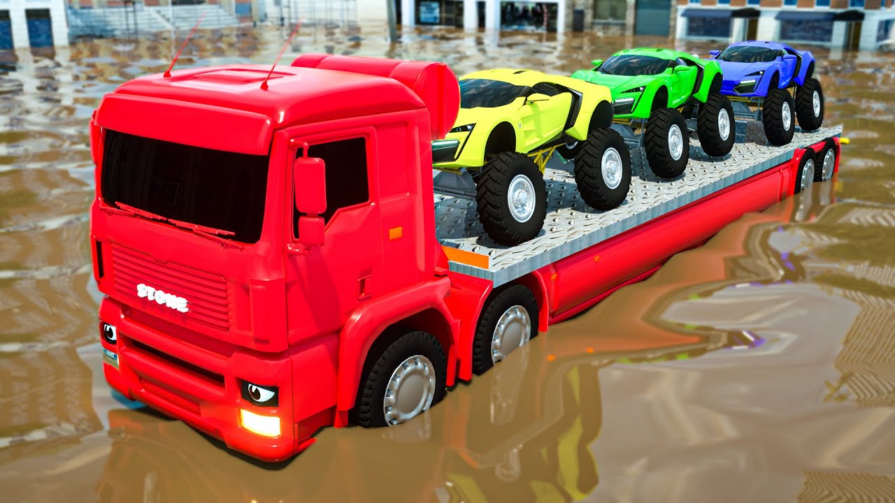Un Camión Gigante Atraviesa Un Foso Gigante Con Coches 🚒🚔 ¡COCHES y MOTOCICLETAS con CAMIÓN MONSTRUO
