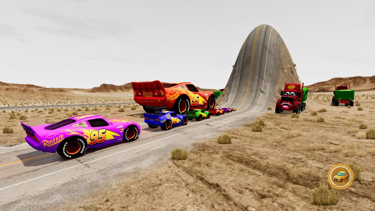 Большой и маленький Молния Маккуин против грузовика Зомби Мака и Гигантского Балджа &ndash; BeamNG.drive