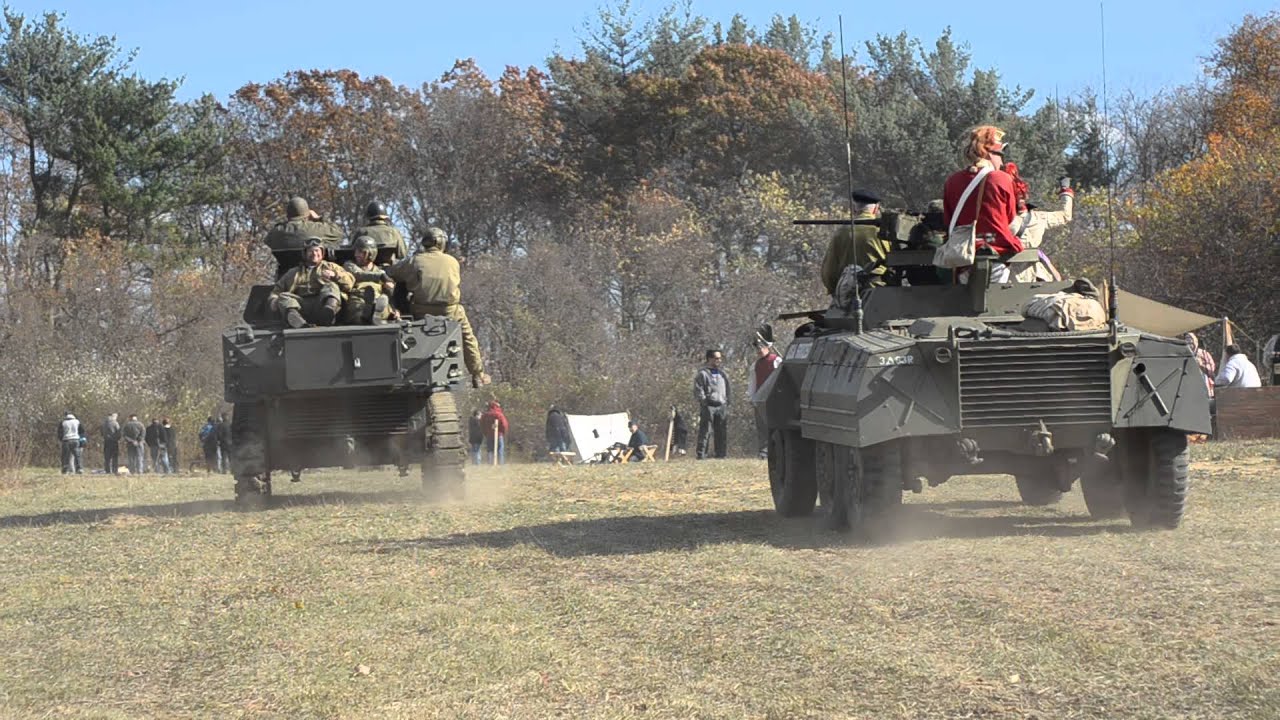 Stuart tank and M20 conduct field execrcise during Military Timeline Weekend