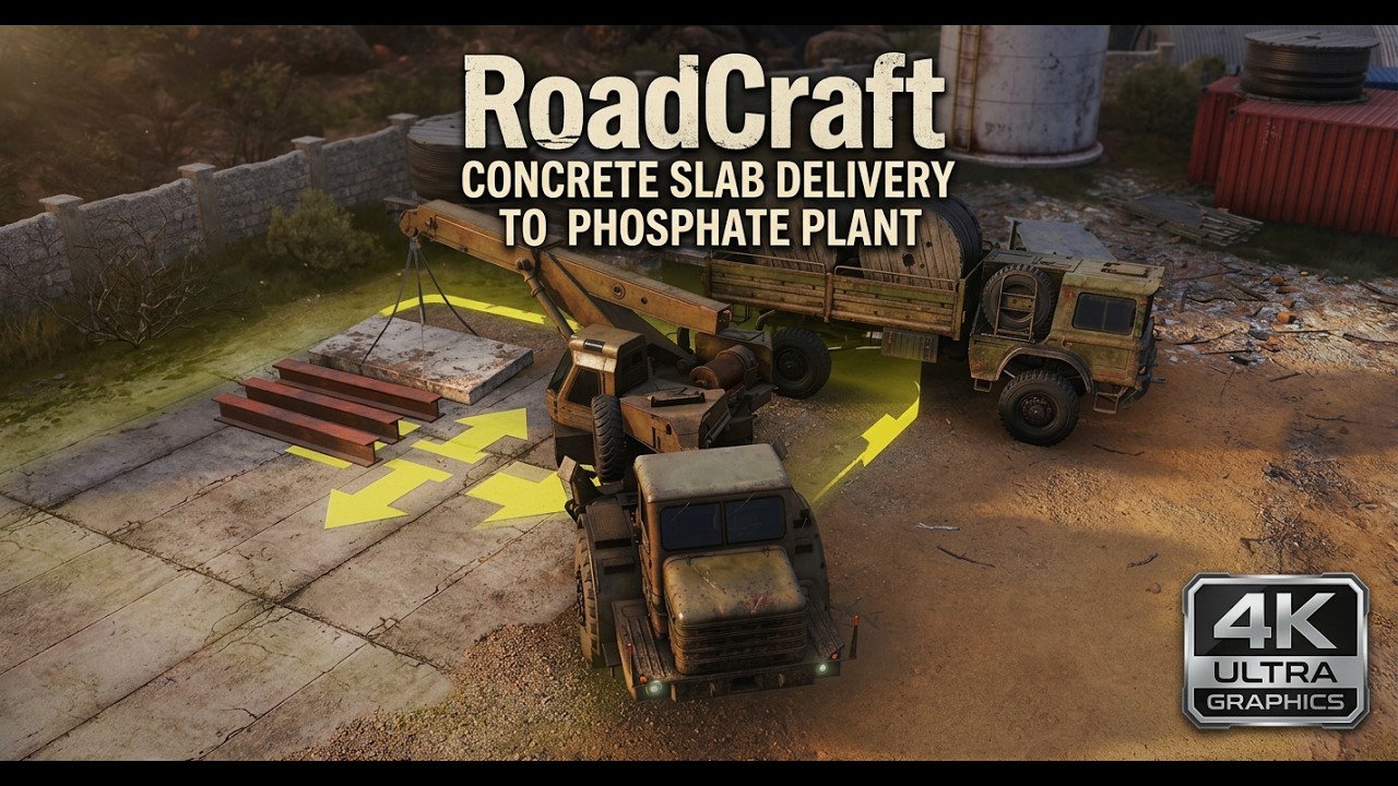RoadCraft Bring Resources to Phosphate Plant Concrete Slab Transportation 4K Gameplay RX9070XT