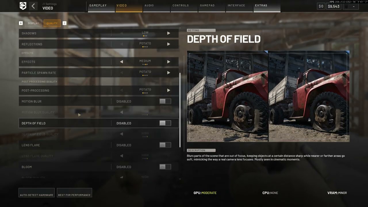 Wardogs settings for best visibility