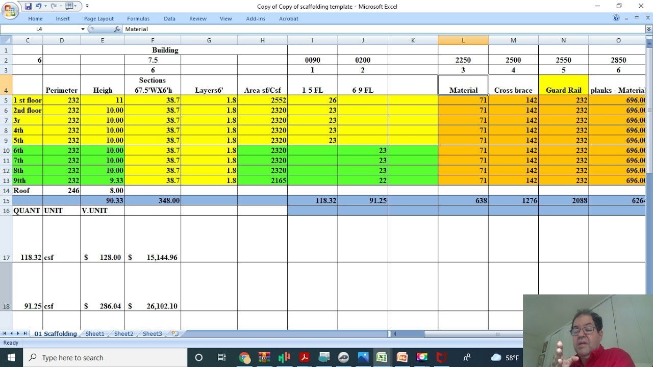 BE 01 General conditions  Scaffolding, how to calculate an scaffolding estimates in buildings