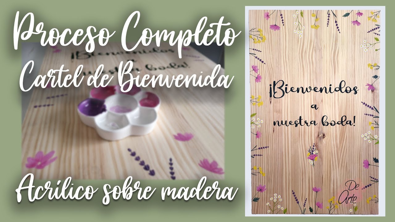 Cartel de Bienvenida para BODA 👰🤵🎨 Pintado a mano!! 50x80CM 🤗 ProCeSo CoMPleto!! 👀 #arte #pintura