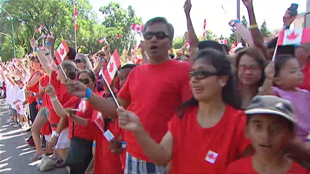 Downtown Winnipeg Canada Day Living Flag 2016