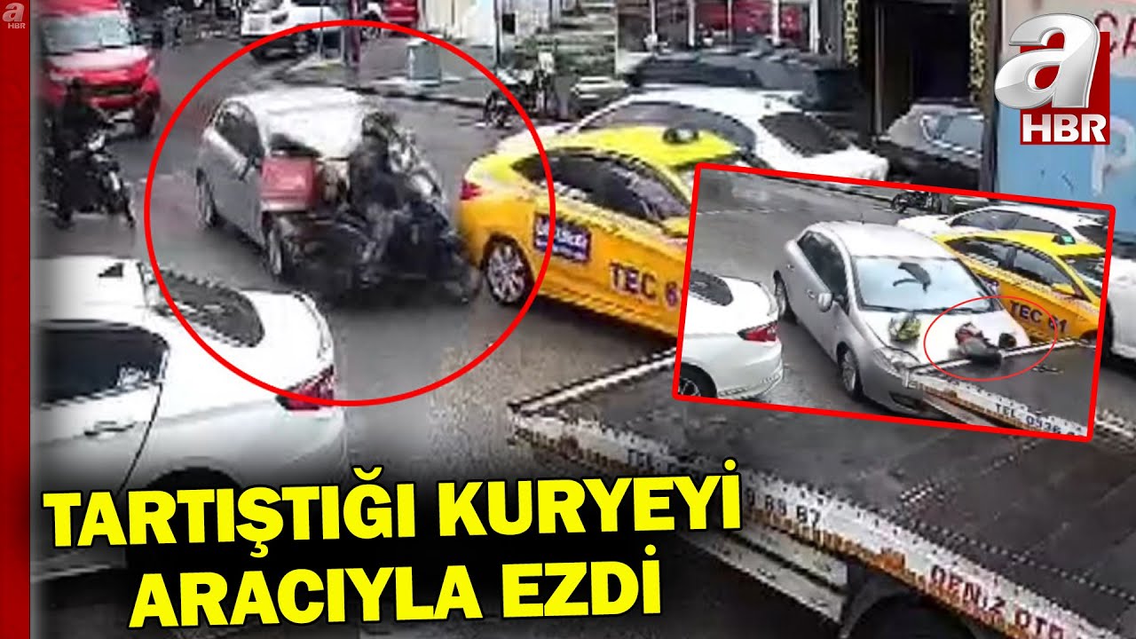 İstanbul'da Aynasını Kıran Kuryeyi İşte Böyle Ezdi... l A Haber