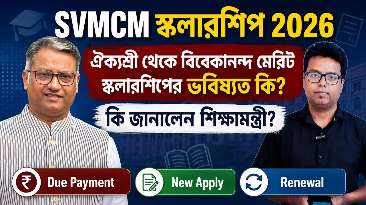 SVMCM Scholarship 2026: Swami Vivekananda Scholarship 2026: SVMCM Payment: Renewal: svmcm:Aikyashree