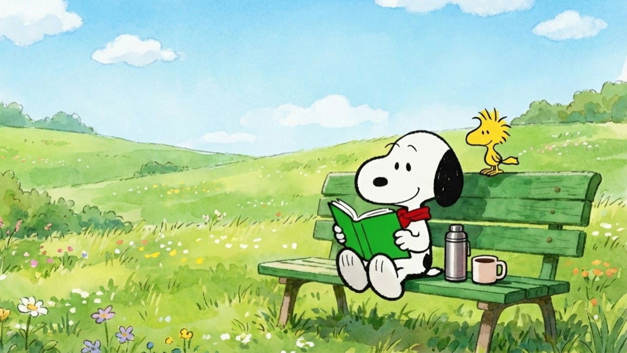 Lucy’s Spring Café with Snoopy 🌸 Cozy Jazz for Coffee, Reading & Deep Focus ☕ Relaxing Cafe