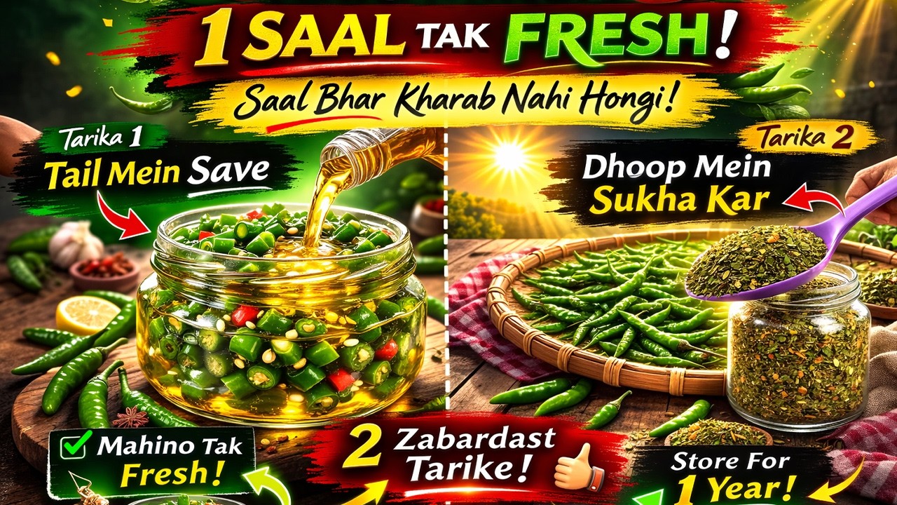 Ammi Ka Desi Nuskha Hari Mirch 1 Saal Tak Fresh! 🌶️ (2 Secret Tareeqay) || By Mama Food Secrets