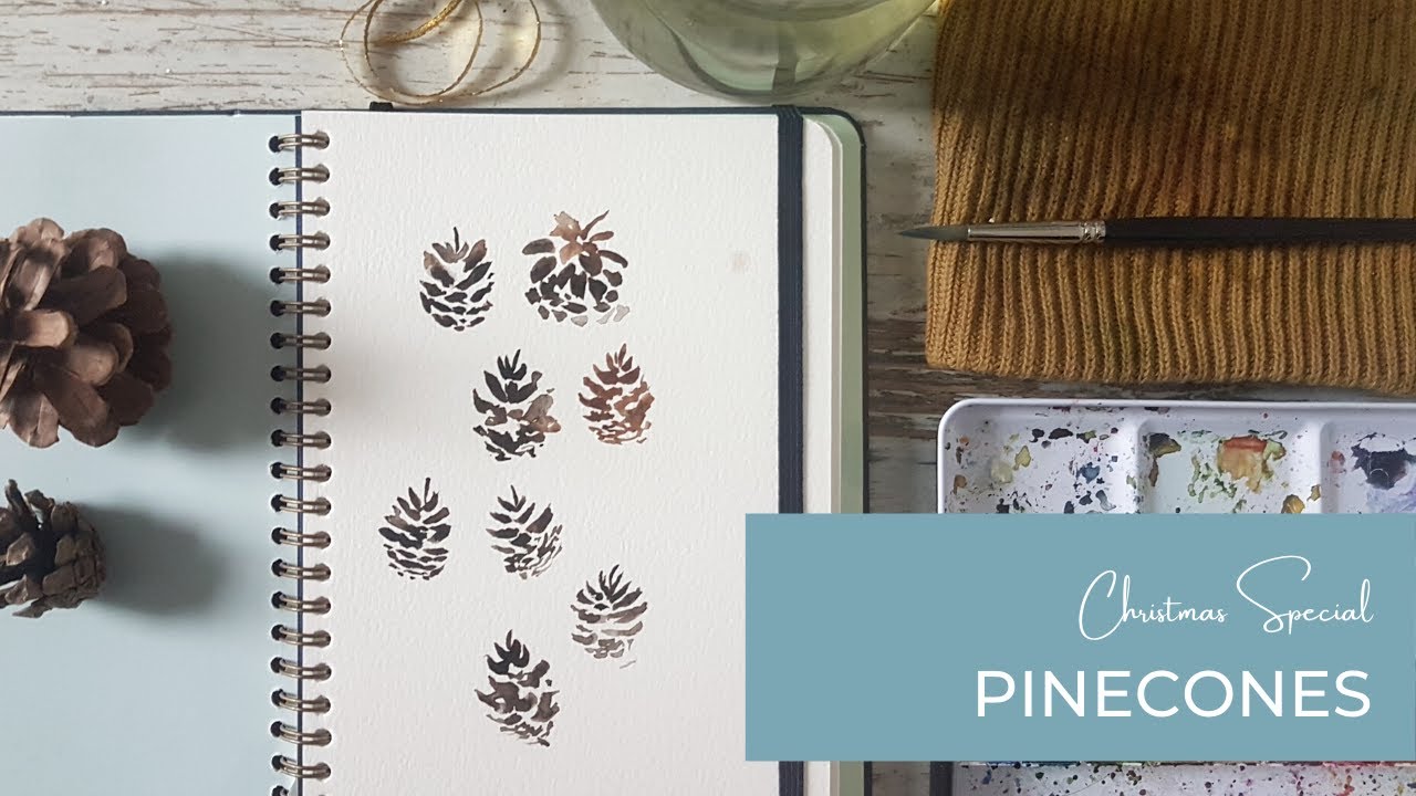 Loose Watercolor Pinecones | Christmas Special