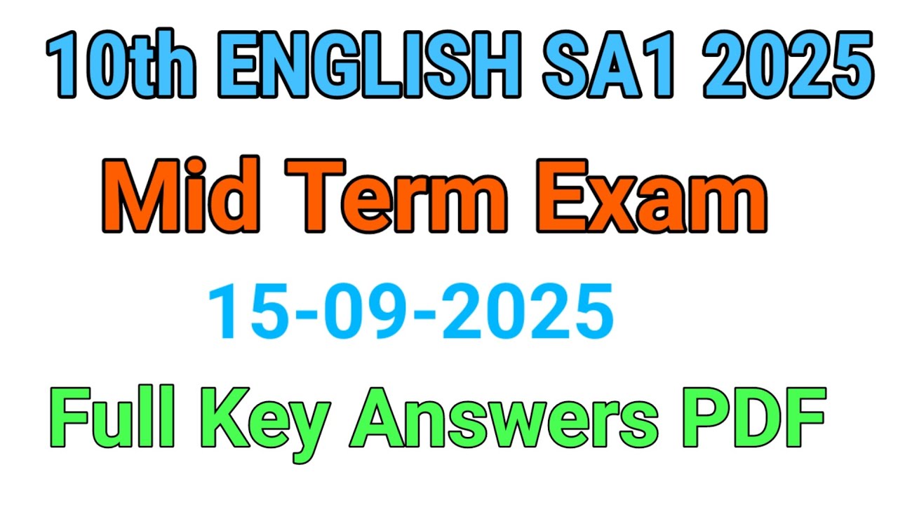 10th English SA1 mid term exam  key answers 2025. Sslc sa1 English answers @learneasilyhub 