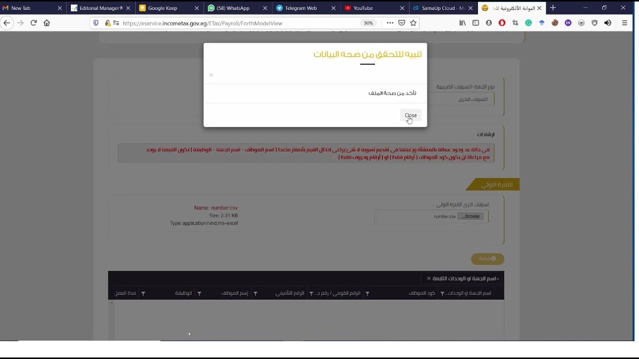 تجربتى الشخصية لمعالجة مشكلة تـأكد من صحة البيانات لملف التسويات لضريبة المرتبات