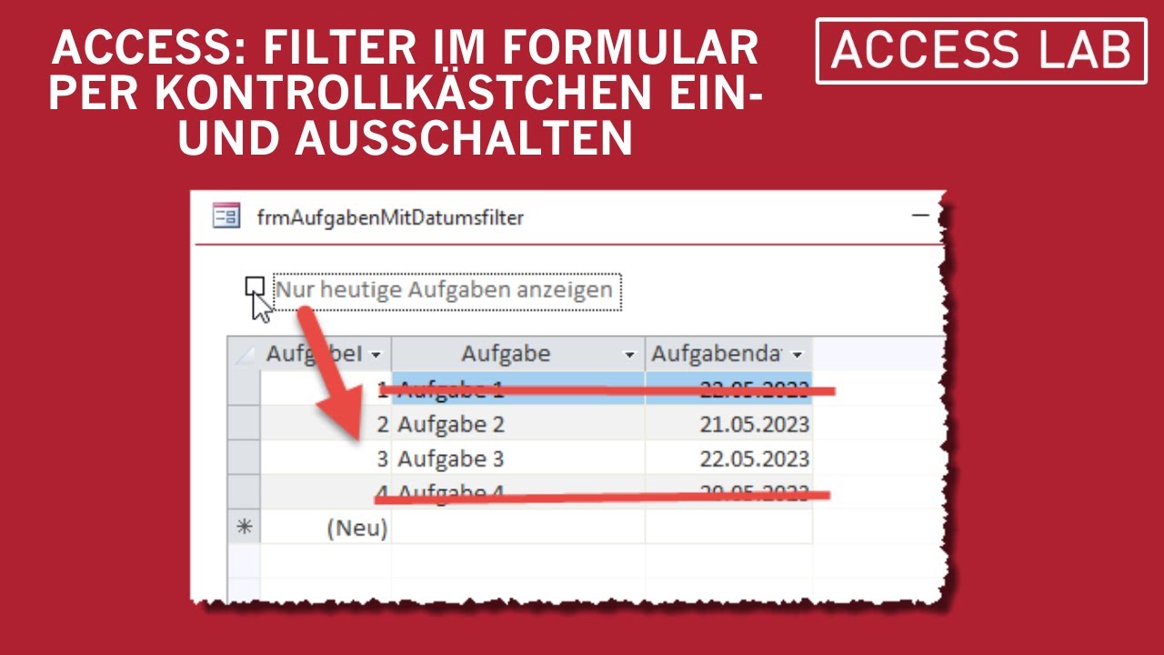 Access: Filter im Formular per Kontrollkästchen ein- und ausschalten