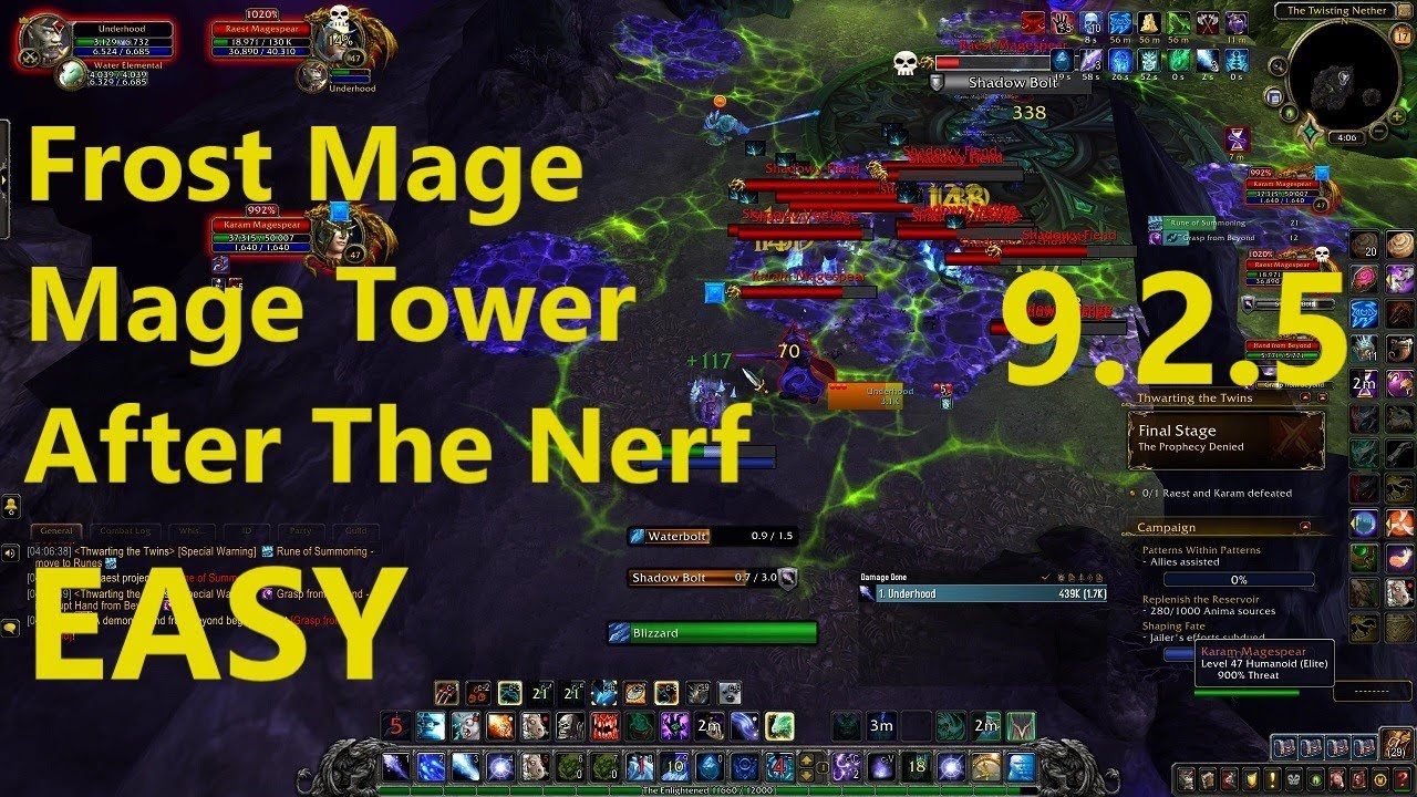 Frost Mage Mage Tower Challenge After The Nerf ! EASY !! Thwarting the Twins | WoW Shadowlands 9.2.5