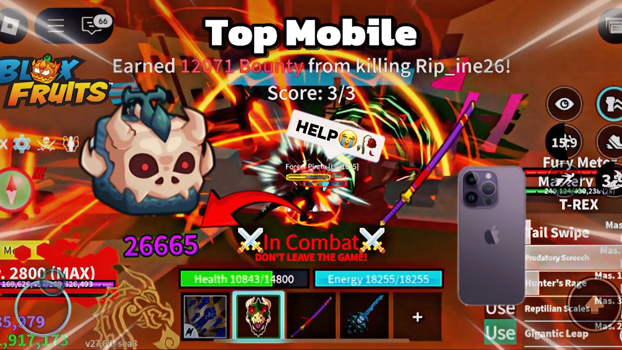 T REX + DRACO V4 is Too OP IN Blox Fruits 💀 | Mobile bounty hunting📱